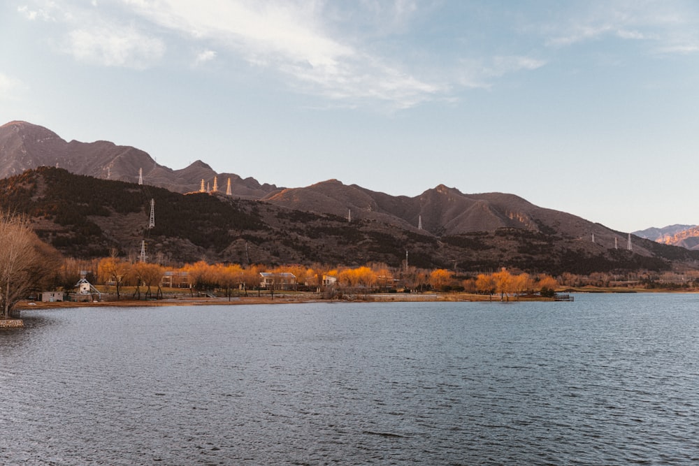 a large body of water surrounded by mountains