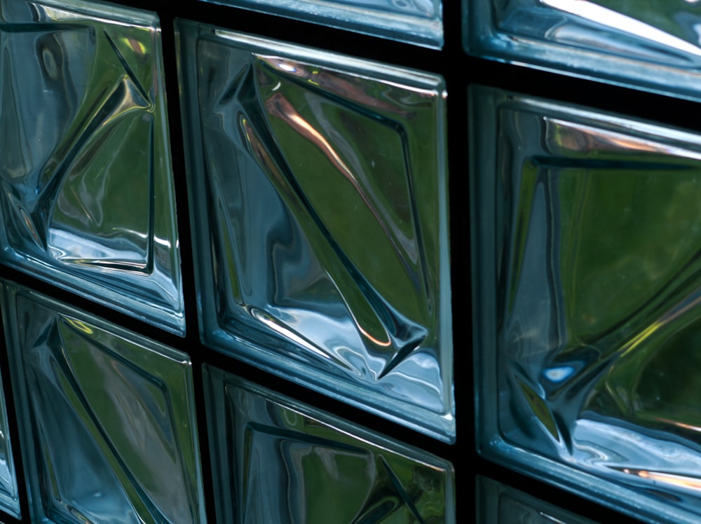 a close up of a glass block wall