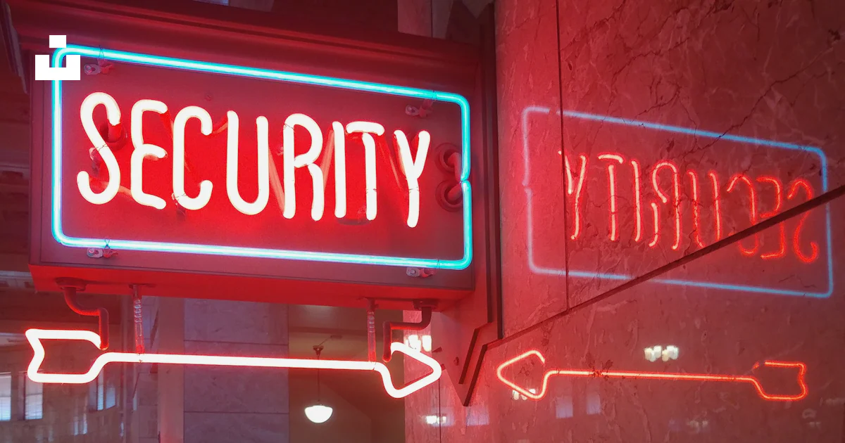A red security sign and a blue security sign photo – Free Security ...