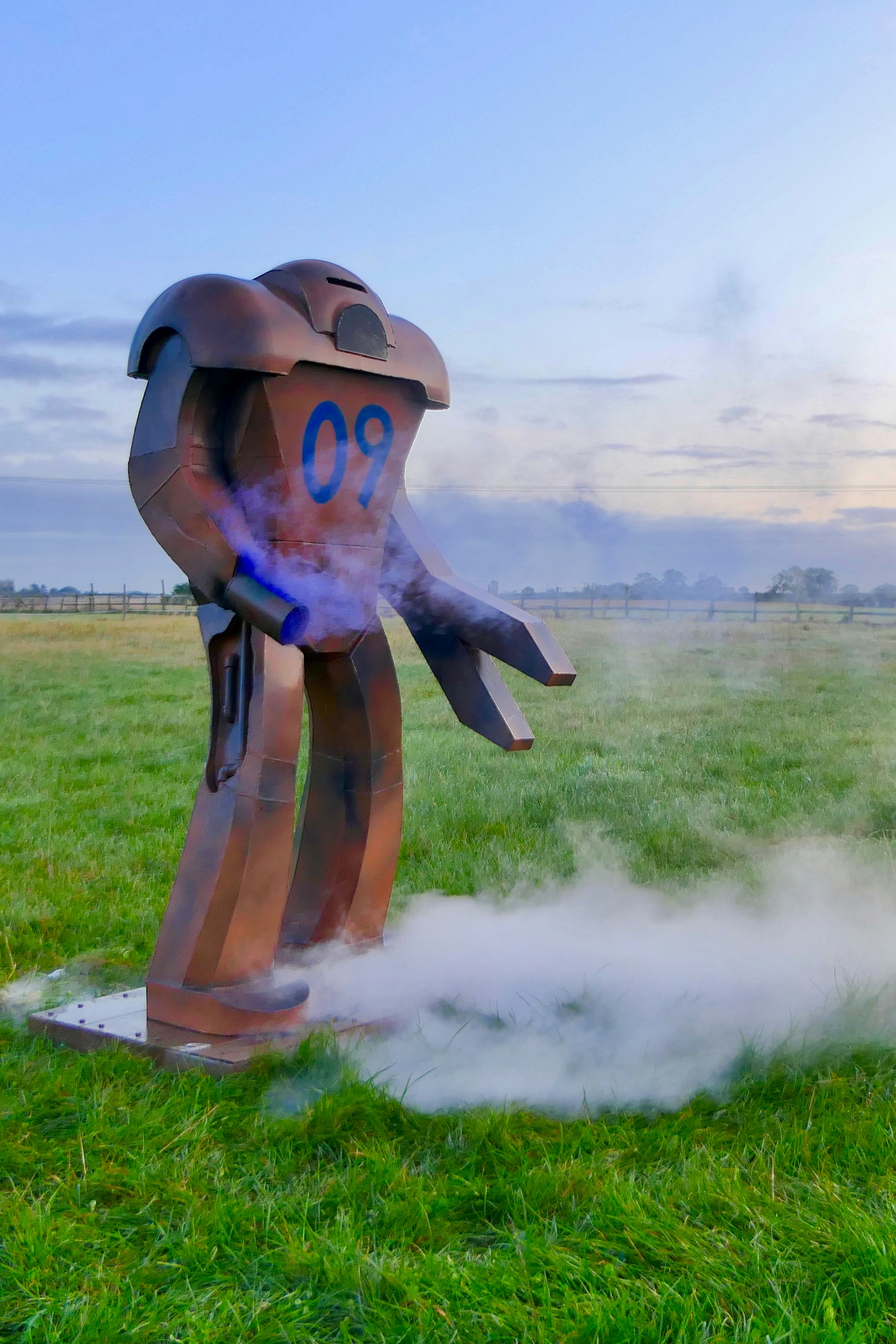 image taken of robot with CO2 and smoke, before using the flame thrower.