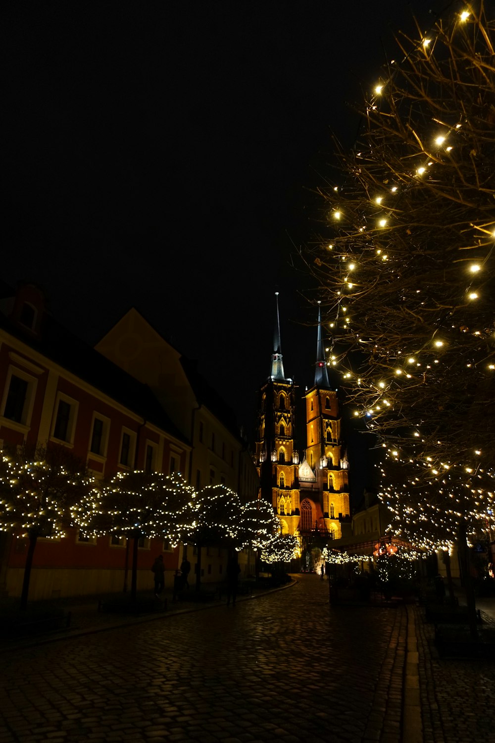 a street that has a lot of lights on it