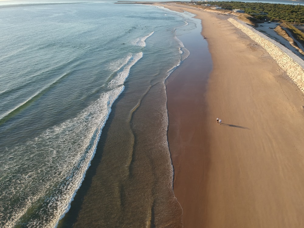 Une vue plongeante sur une plage et un océan