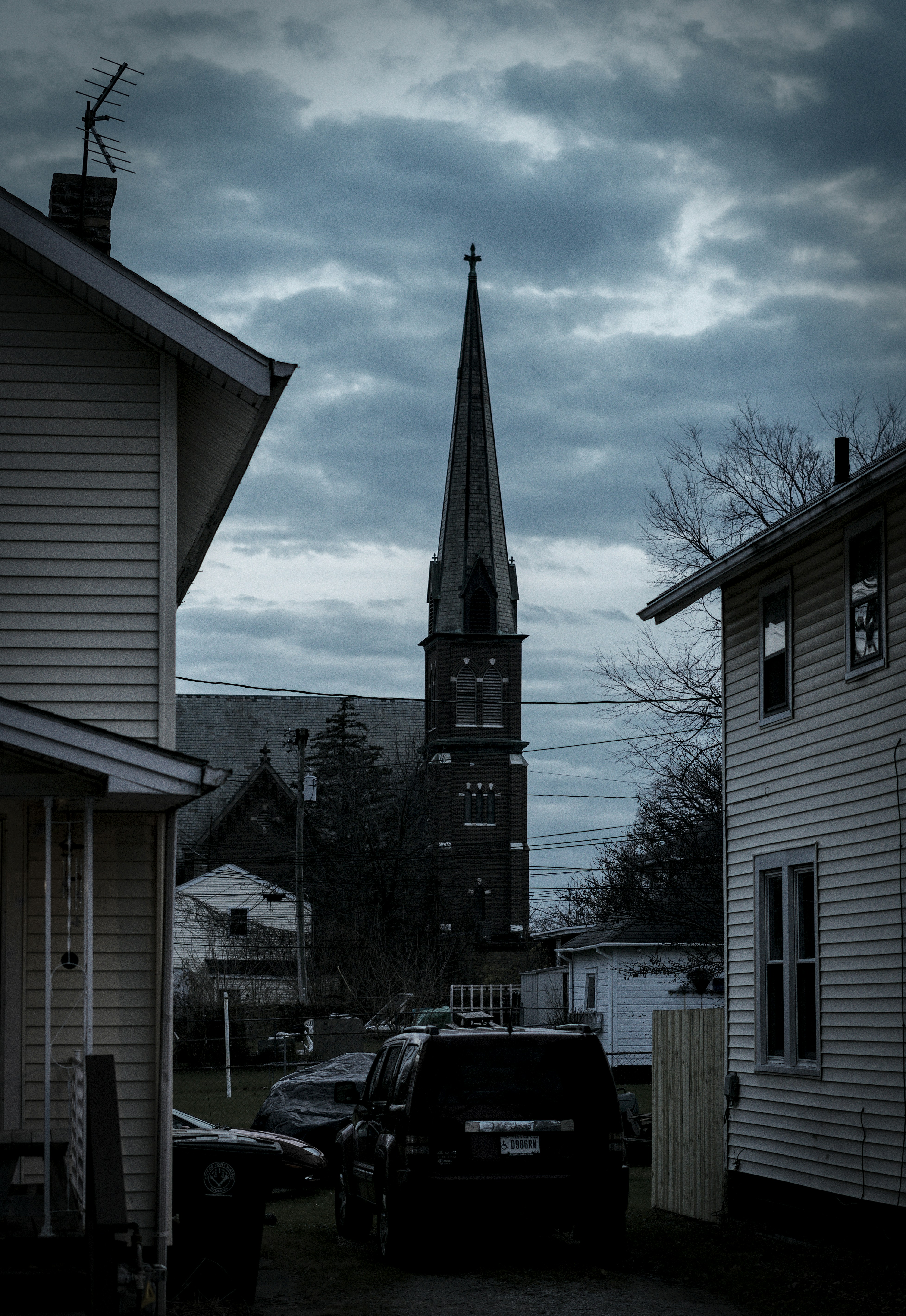 A black and white photo of a church steeple photo – Free Car Image on ...