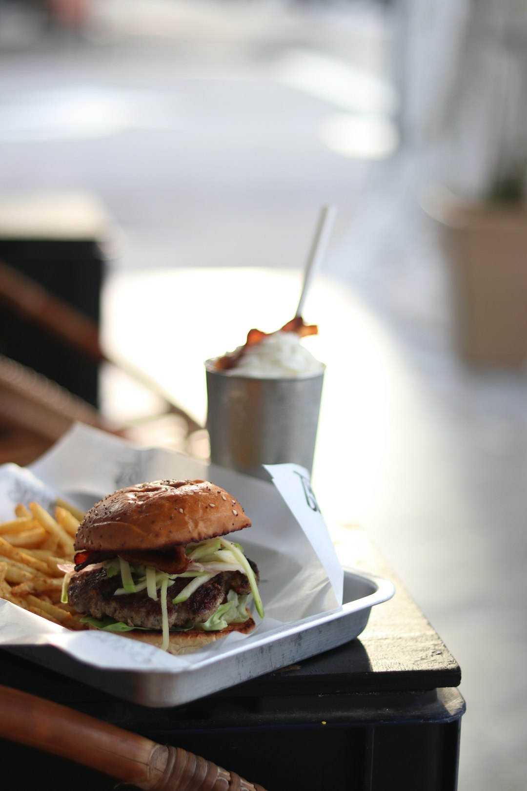 a sandwich and fries are sitting on a table