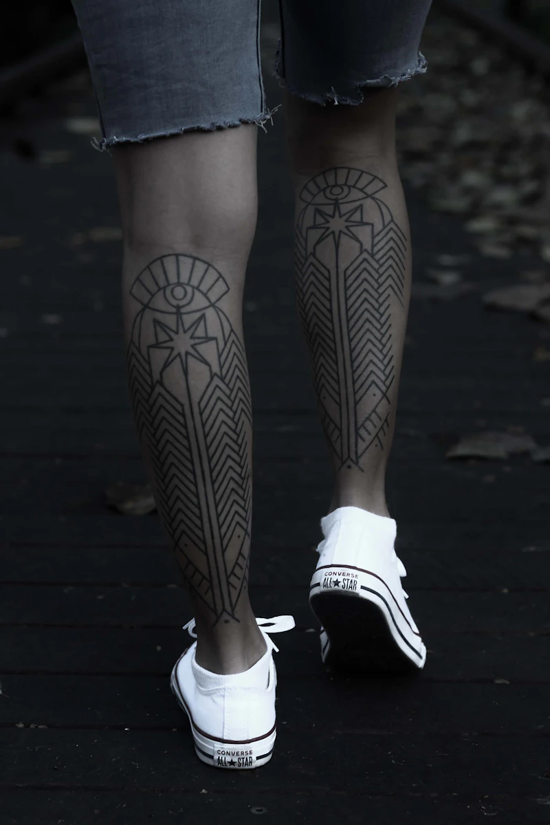 Geometric dotwork pattern tattoo