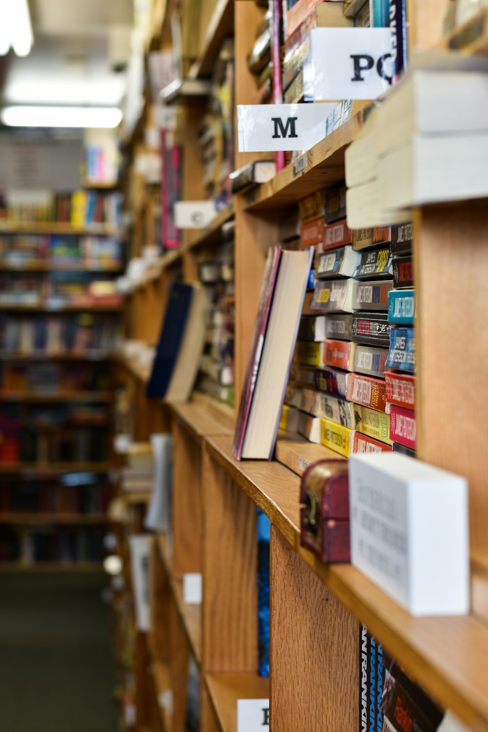 a book shelf filled with lots of books