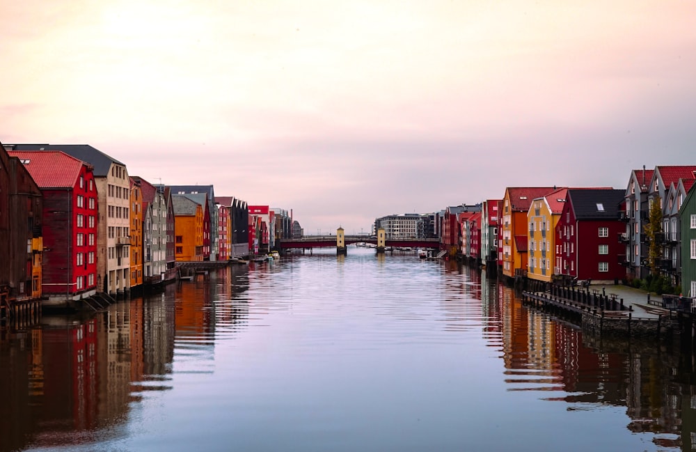 a waterway with houses on both sides of it