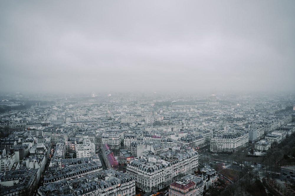a view of the city of paris from the top of the eiffel tower