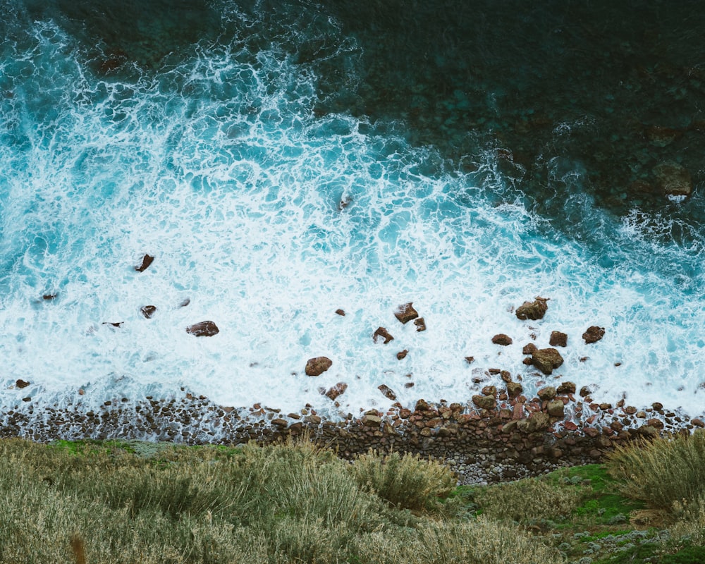 a bird's eye view of a body of water