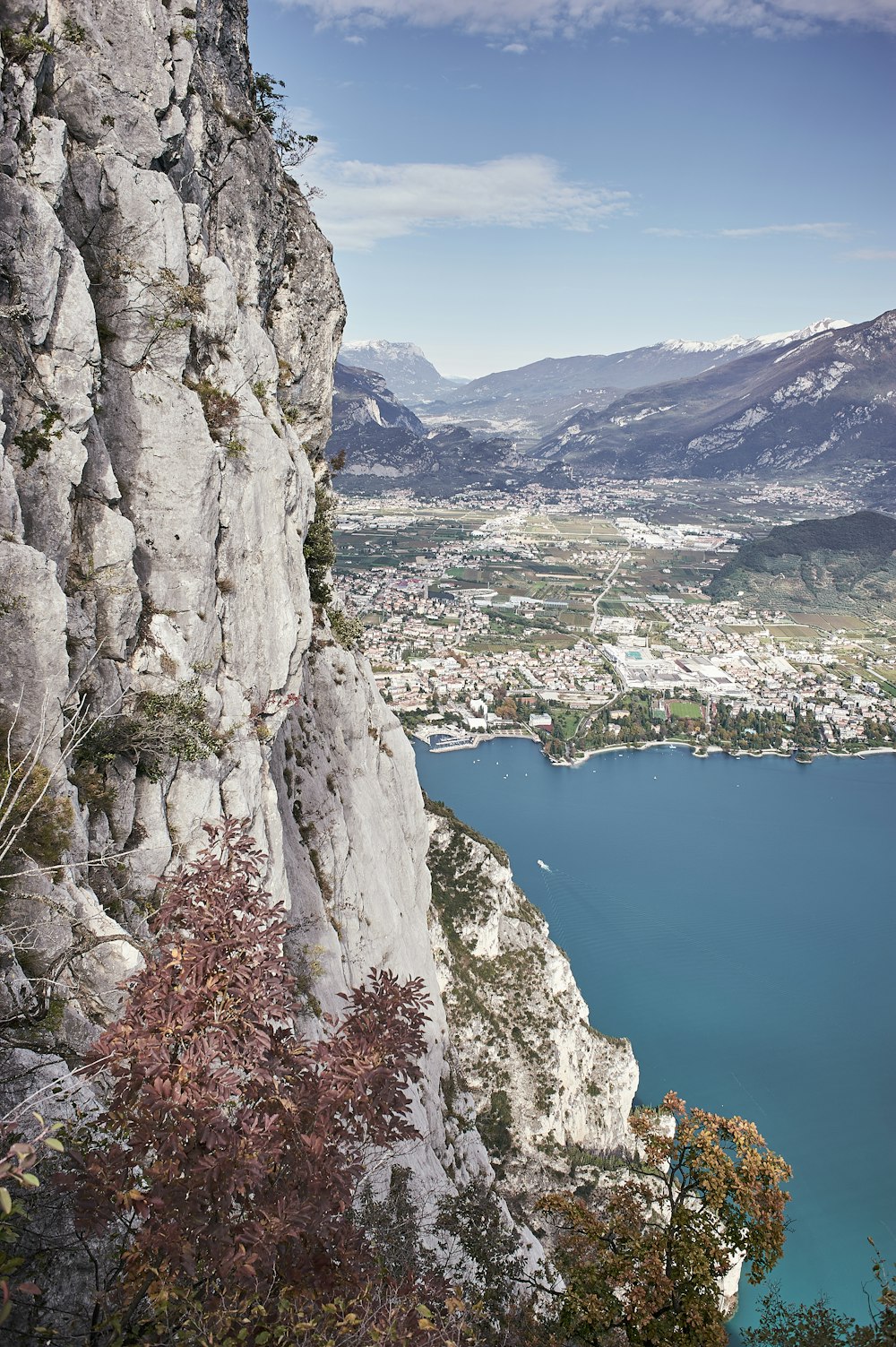 a view of a lake from a high cliff