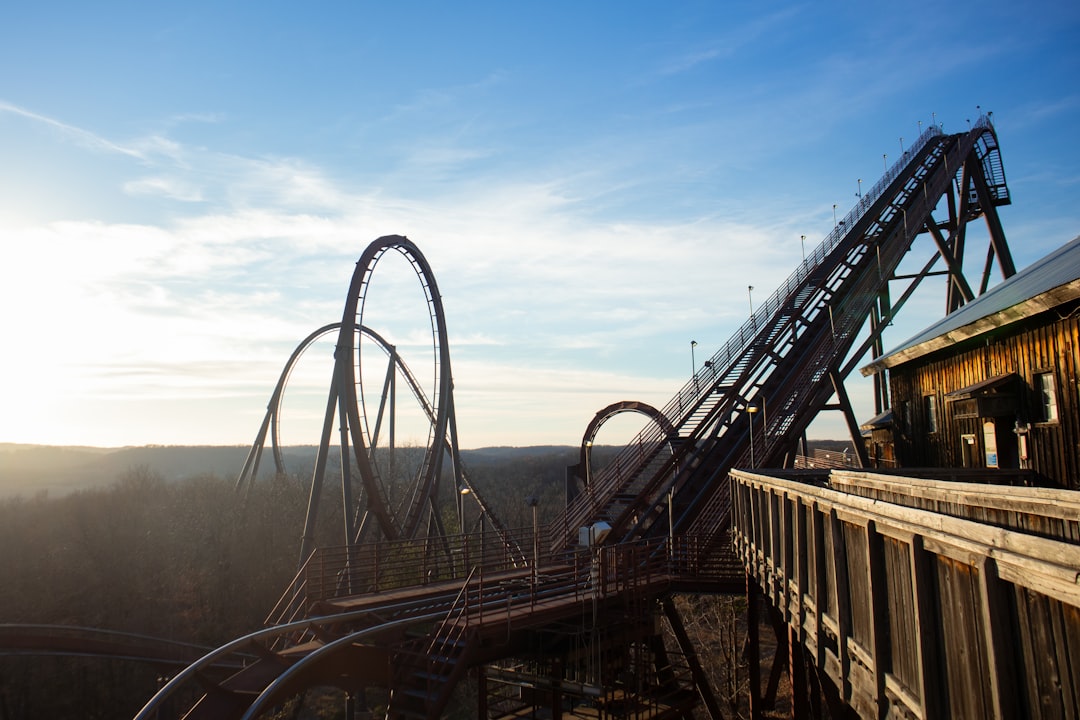 a roller coaster at a roller coaster park, Wildfire at Silver Dollar City</p>
<p style="text-align: left; margin-bottom: 1em;">