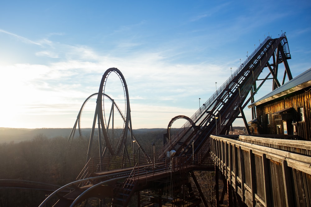 a roller coaster at a roller coaster park