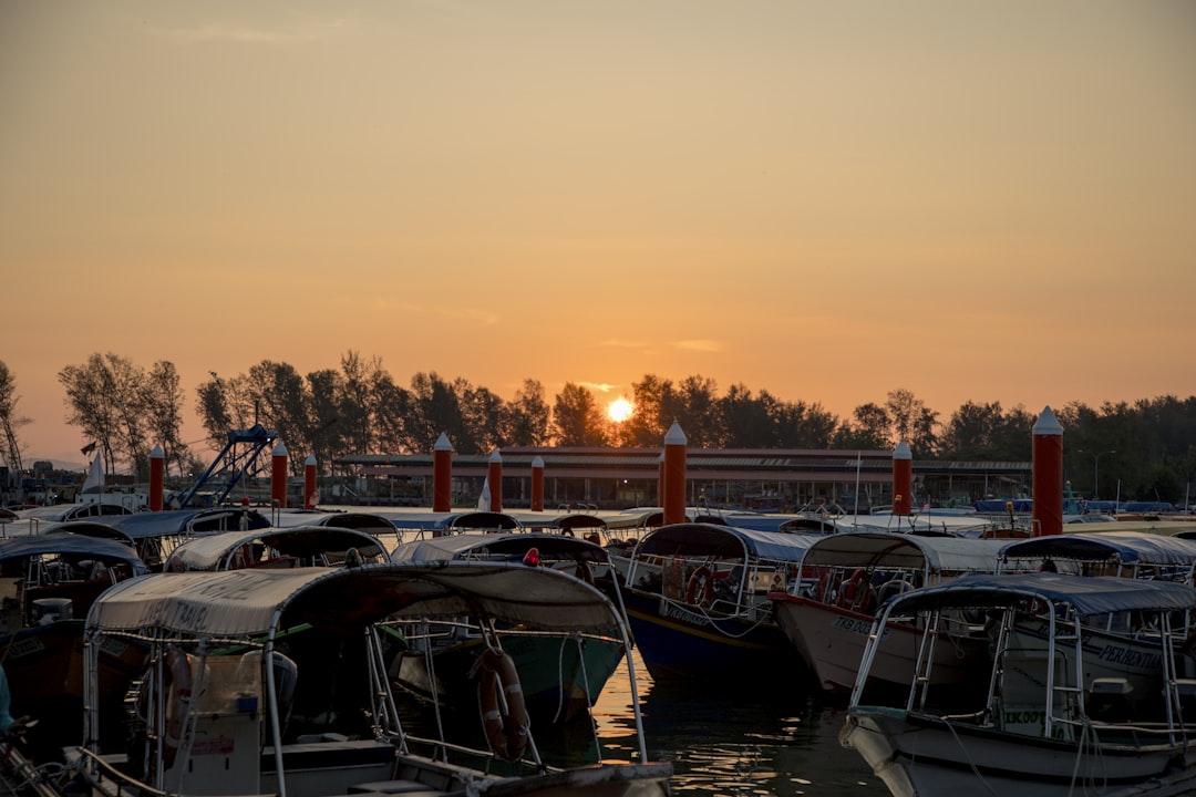 a bunch of boats that are sitting in the water,