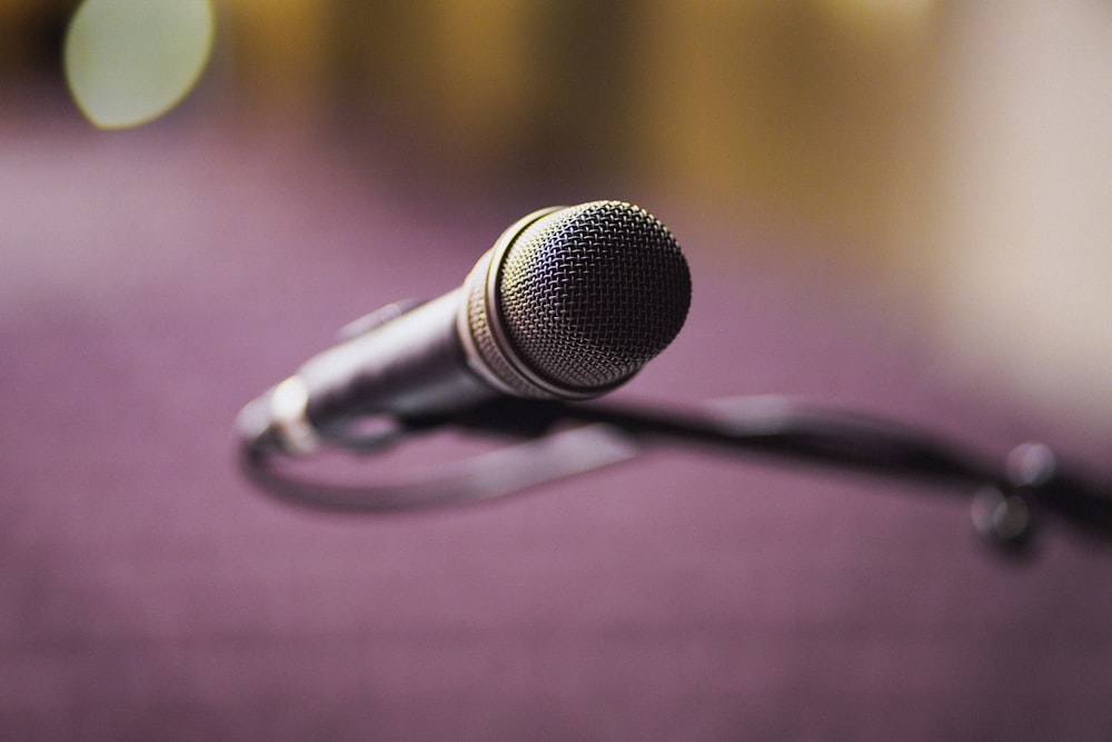 a close up of a microphone on a stand