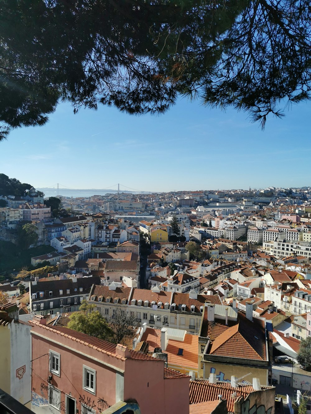 a view of a city from a hill