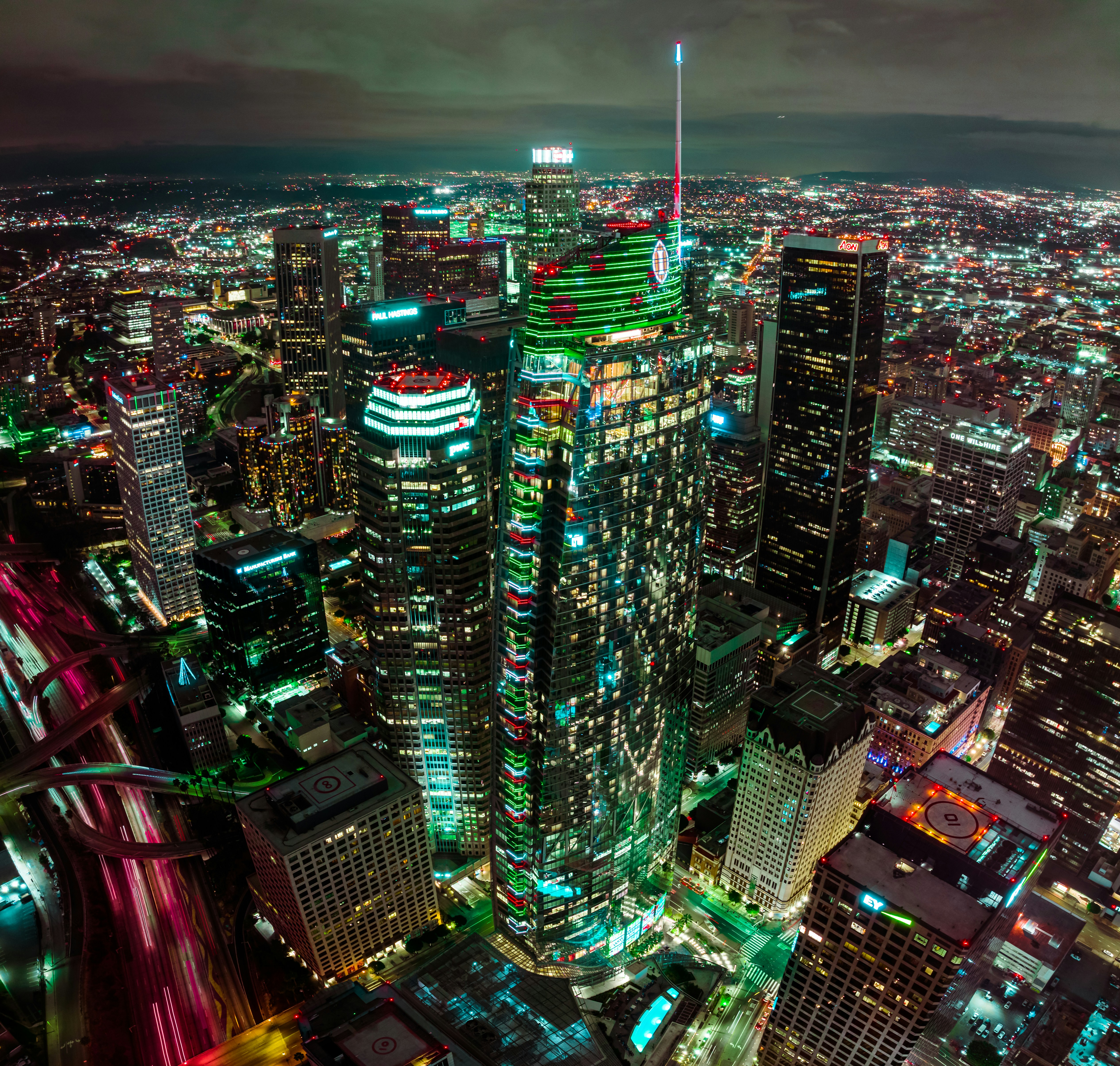 An aerial view of a city at night photo – Free Los angeles Image on Unsplash