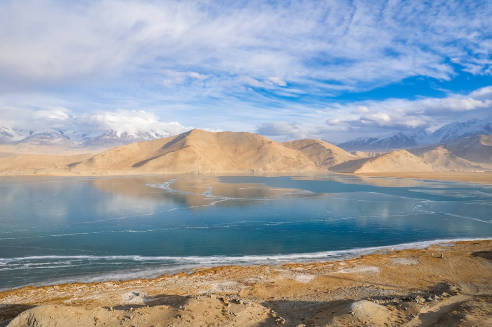 a large body of water surrounded by mountains