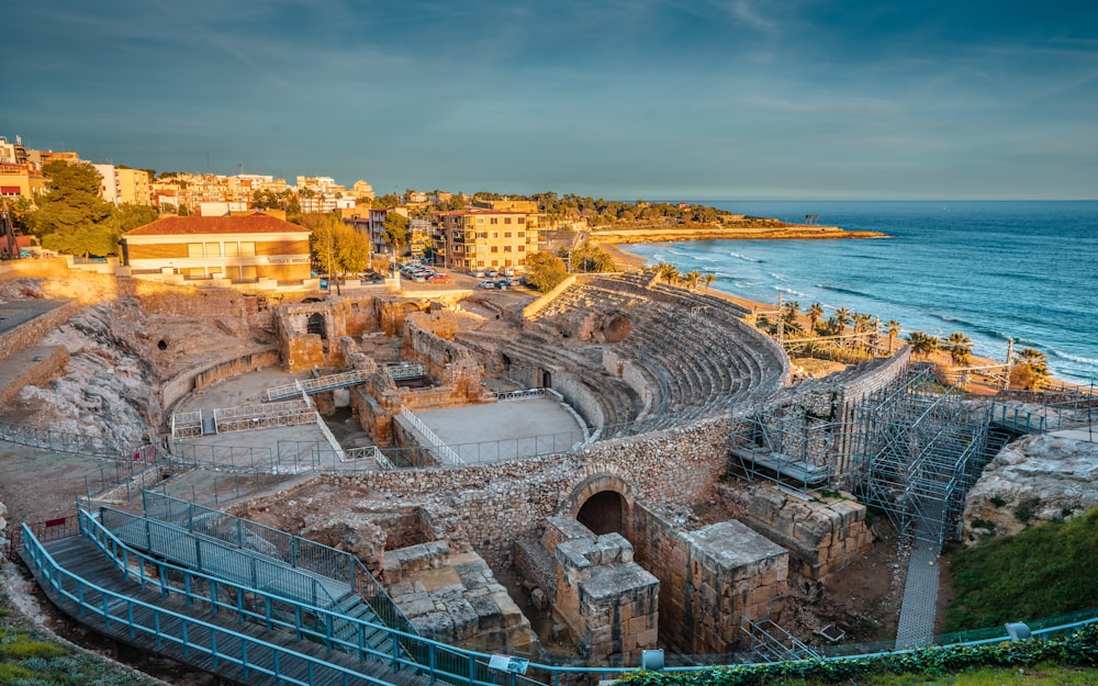 a view of the ruins of a roman theatre