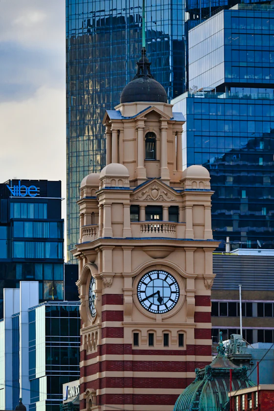 The clock tower of Flinders Street Station in Melbourne