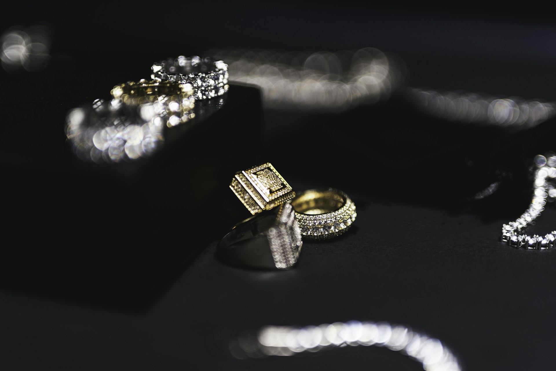 a couple of rings sitting on top of a table