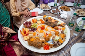a large plate of food on a table