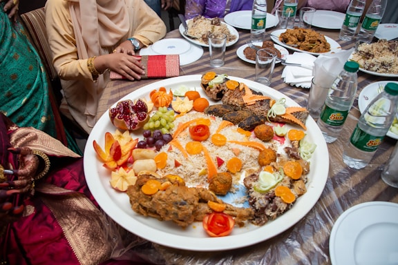 a large plate of food on a table