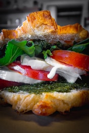 a close up of a sandwich on a plate