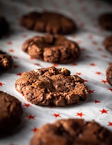 a close up of chocolate cookies on a table