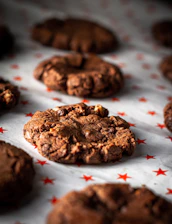 a close up of chocolate cookies on a table