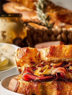 a close up of a sandwich on a plate