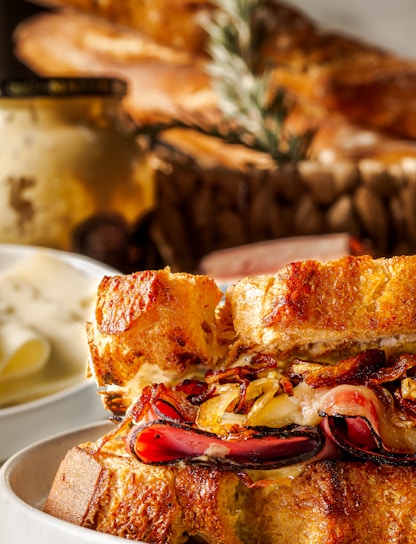 a close up of a sandwich on a plate