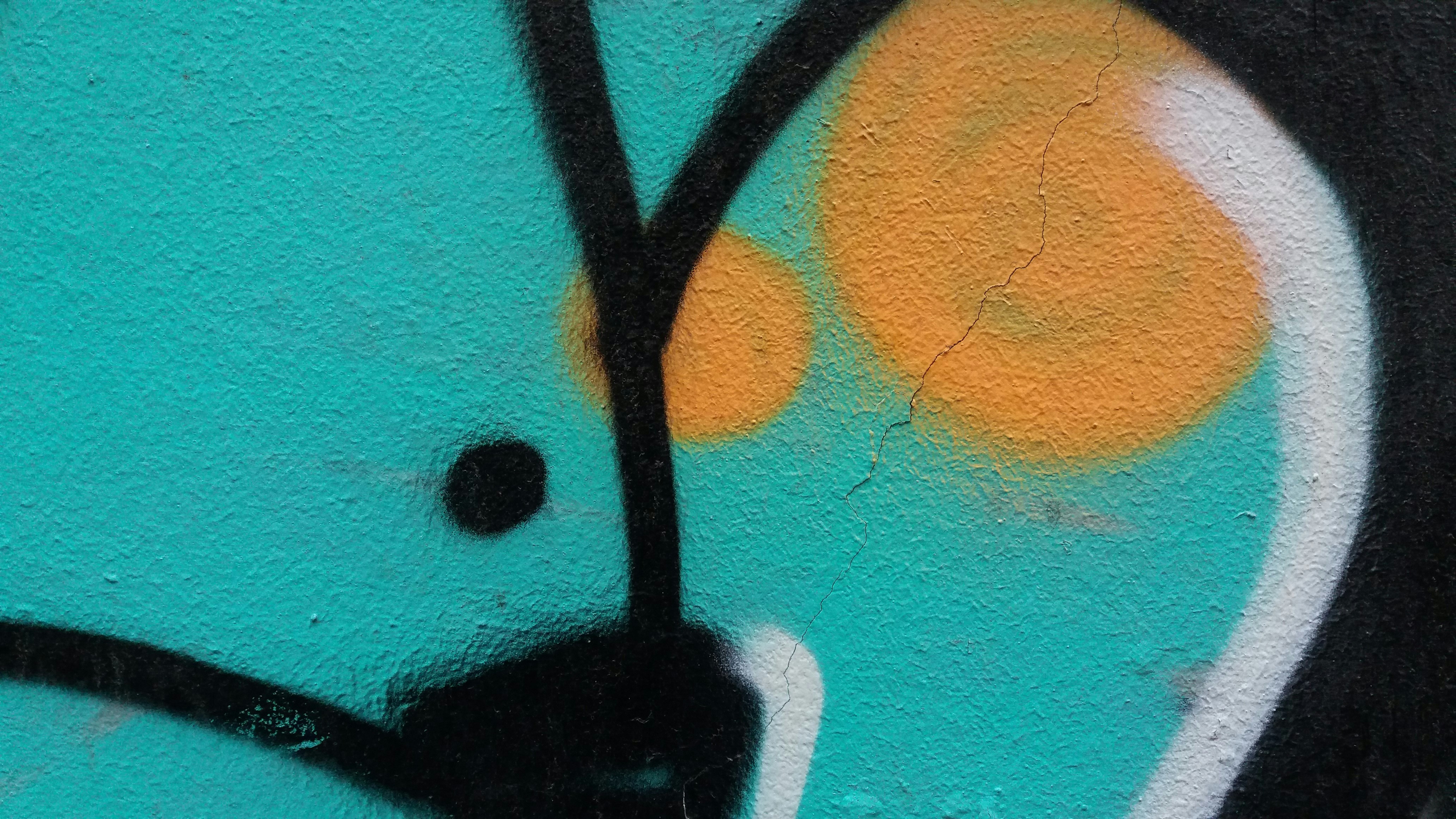 close-up of a wall with a mural