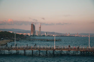 a pier in the middle of a large body of water