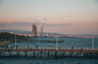 a pier in the middle of a large body of water