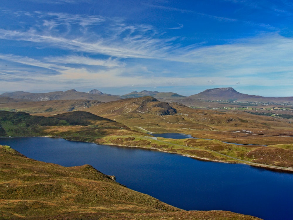 a large body of water surrounded by mountains