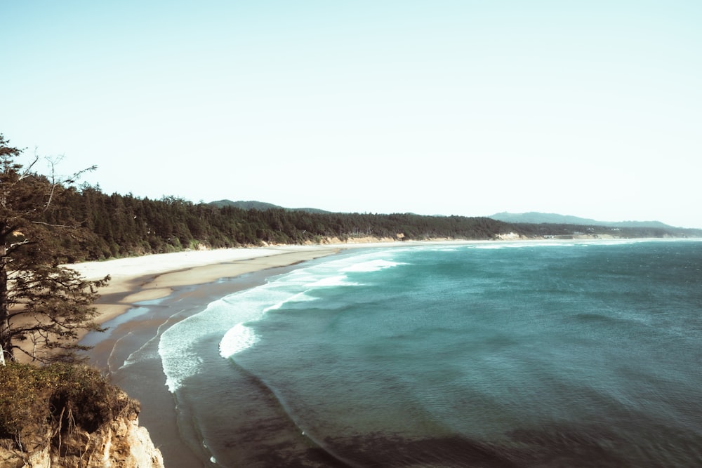 a view of a beach from a high point of view