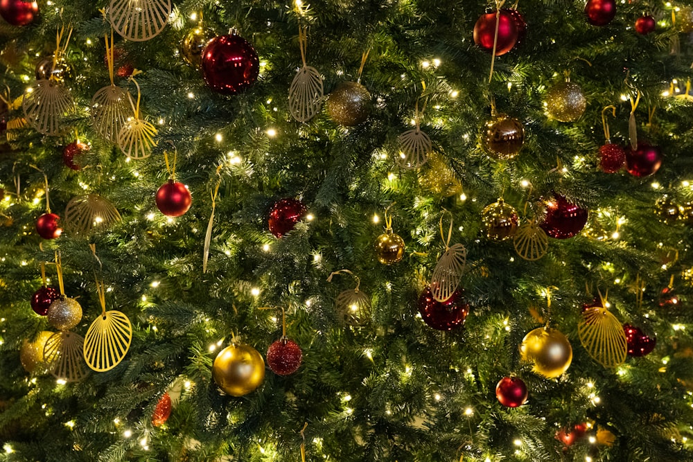 a christmas tree with many ornaments on it