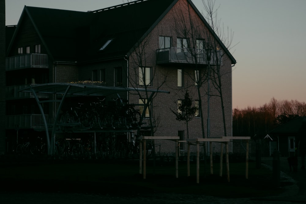 a house with a clock on the front of it