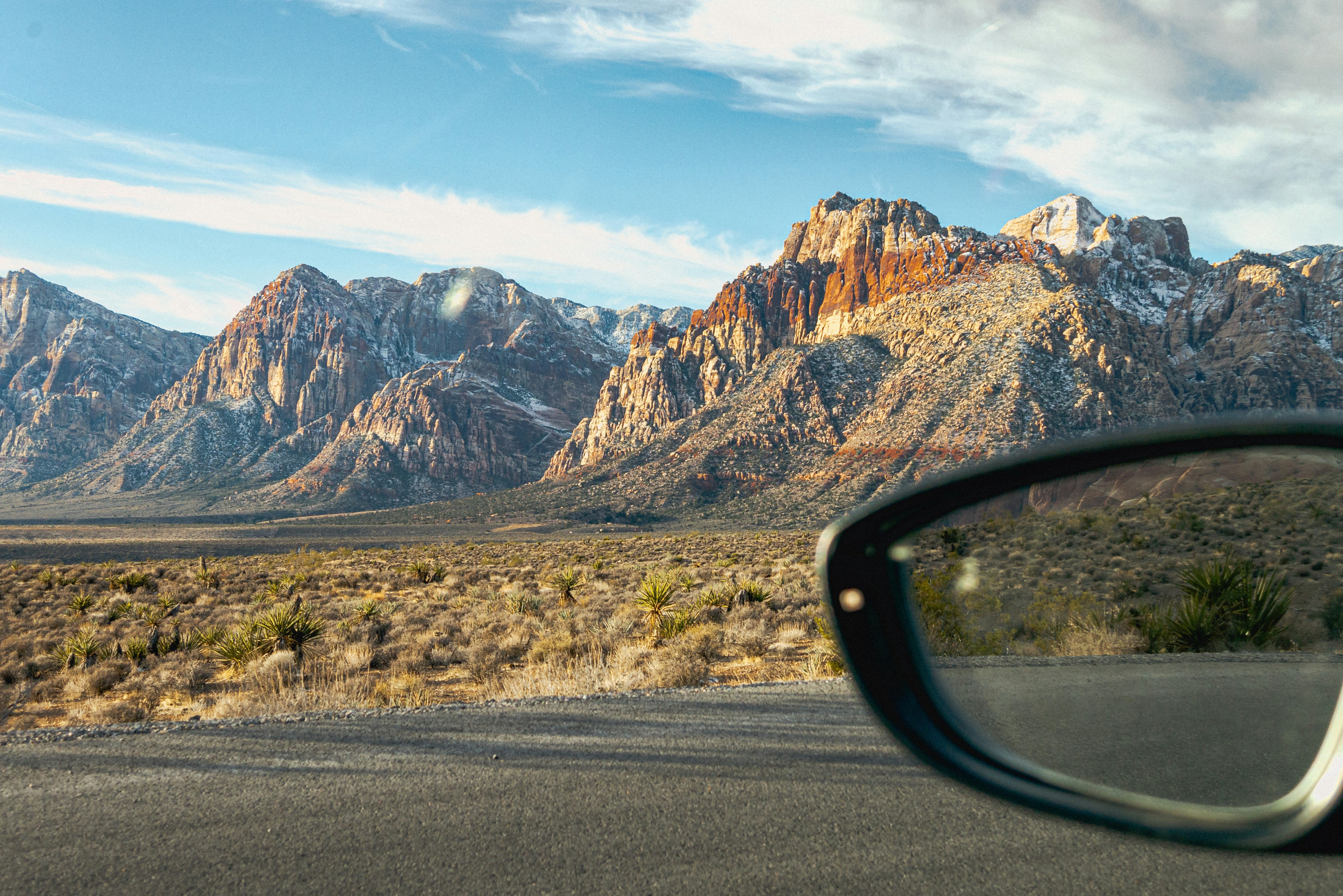 道路脇に座っているメガネ