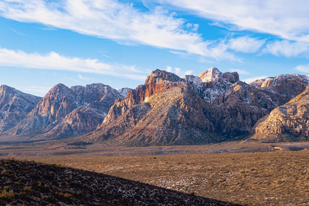 a mountain range with snow on the top of it