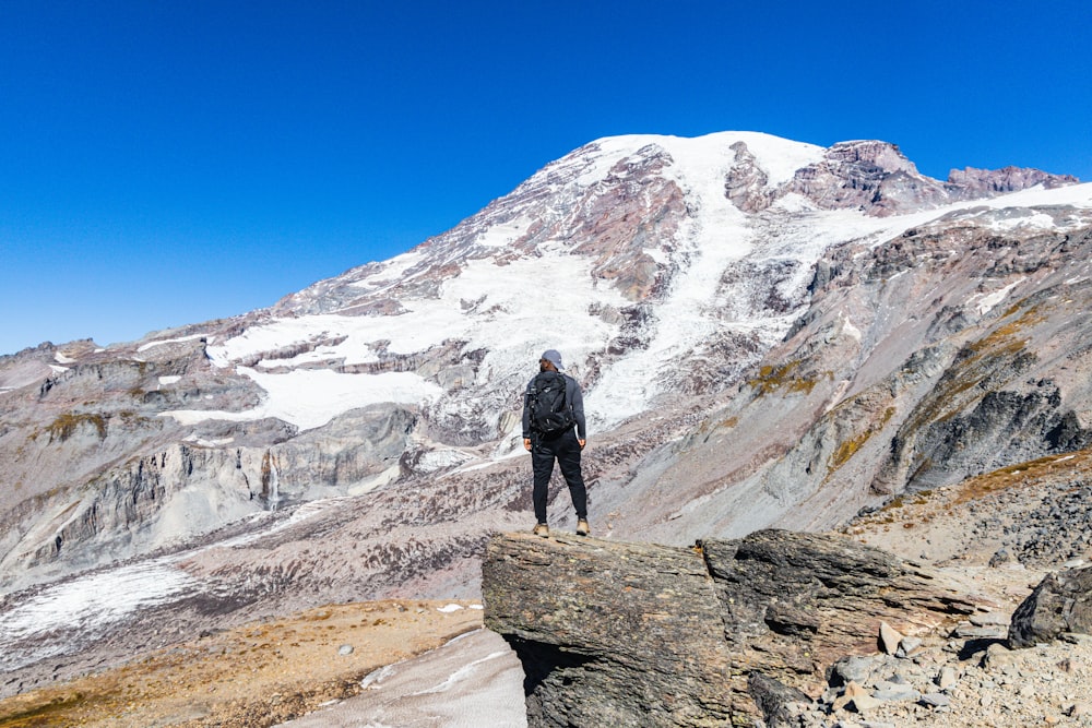 a man standing on top of a rocky mountain