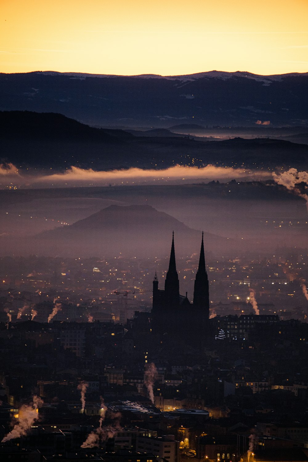 a view of a city at night from a high point of view