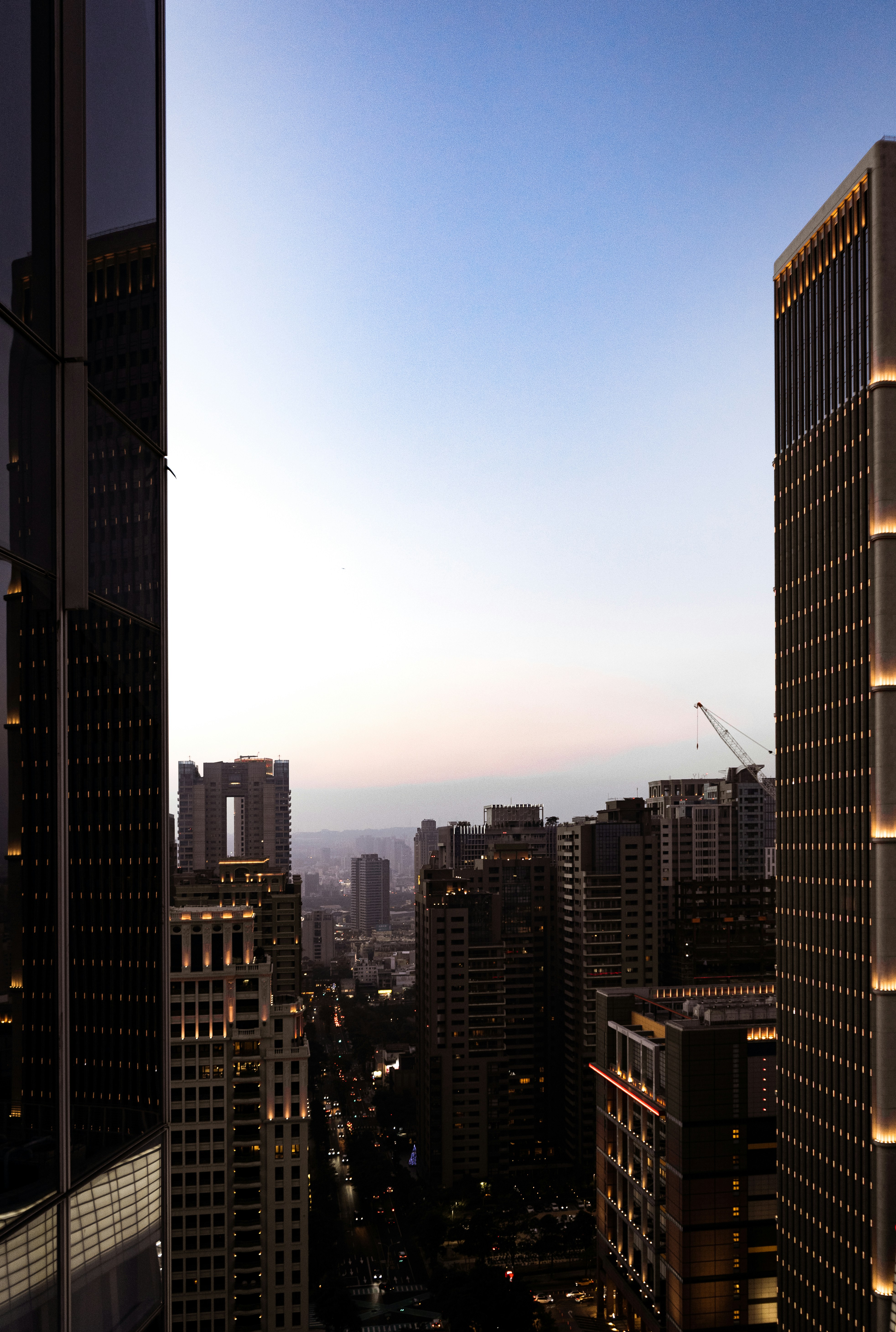 a view of a city from a high rise building