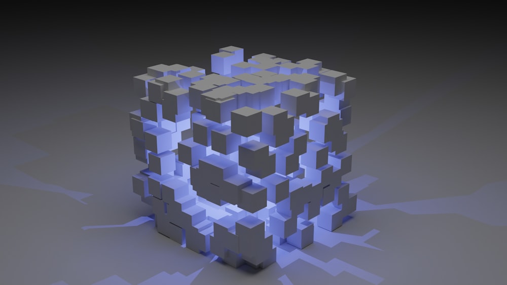 Una imagen en 3D de un cubo hecho de cubos