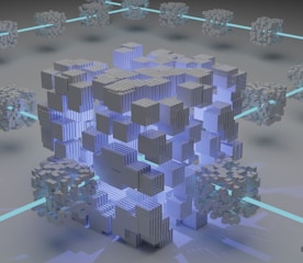 a computer generated image of a cube surrounded by smaller cubes