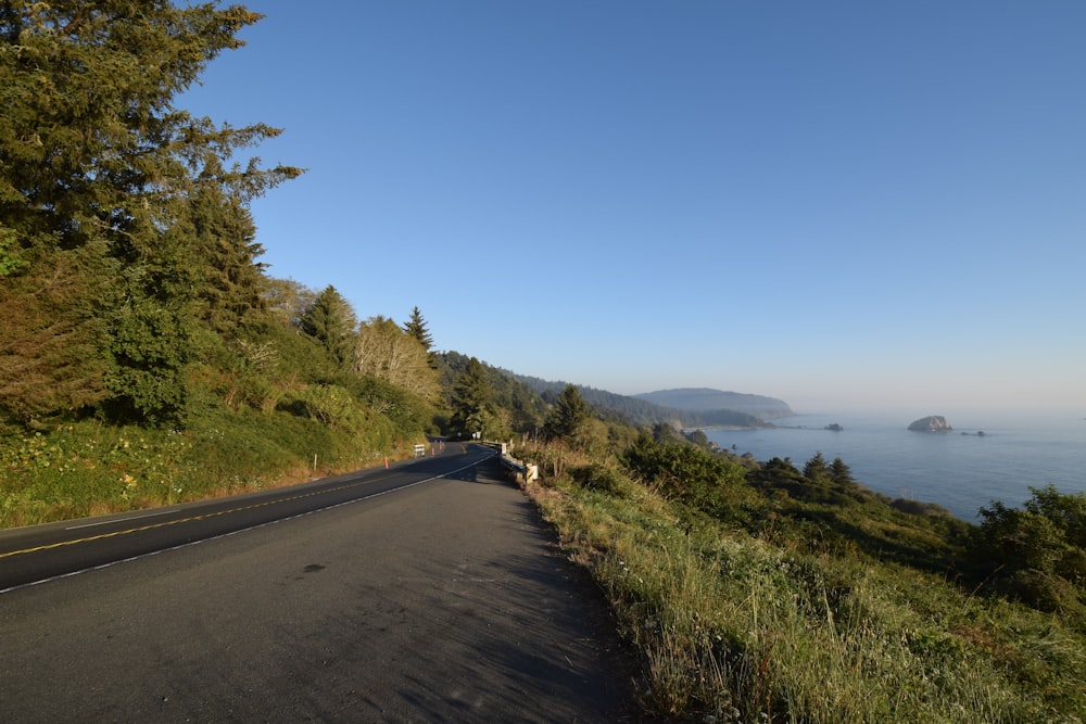 a scenic road with a view of the ocean