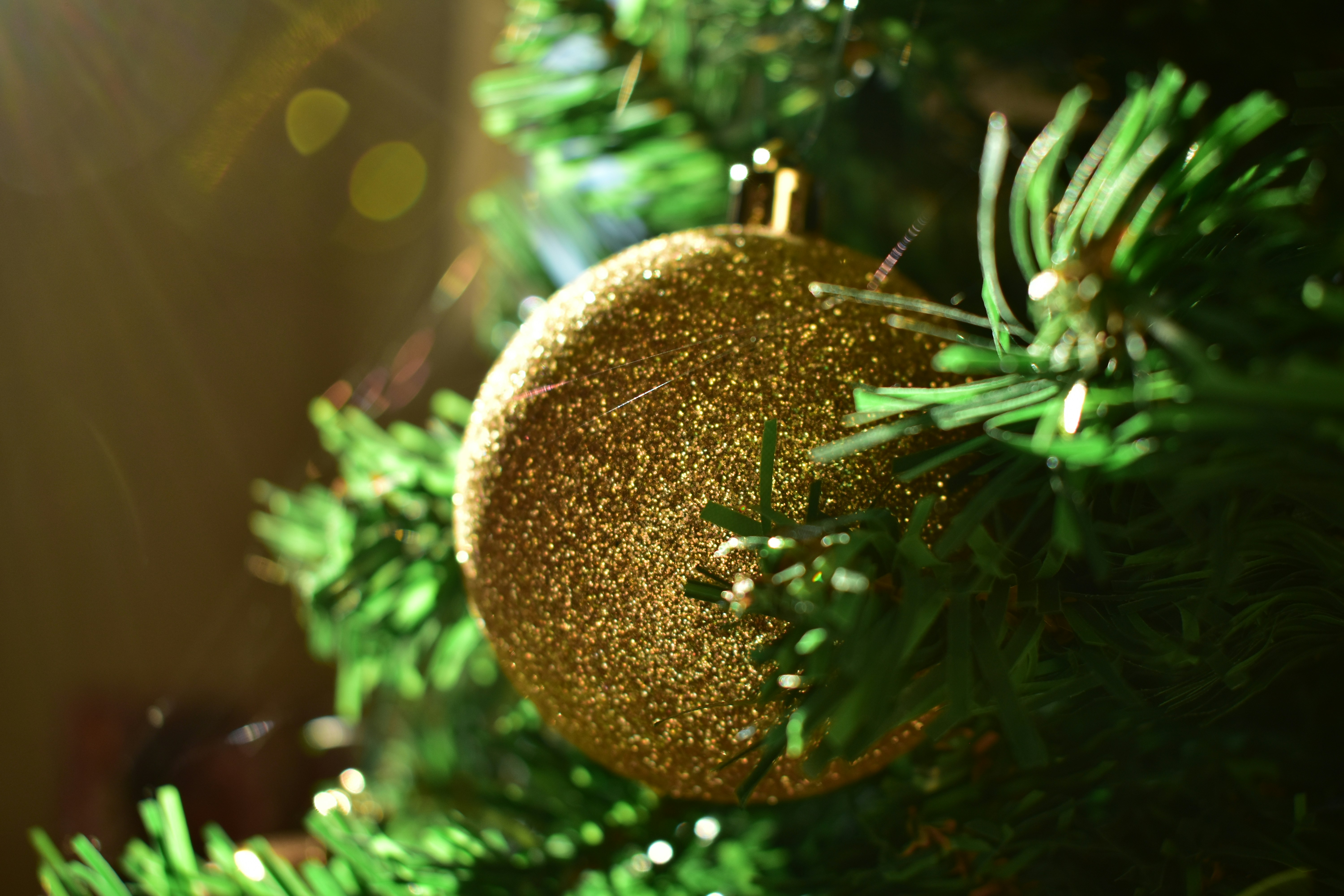 a close up of a christmas ornament on a tree