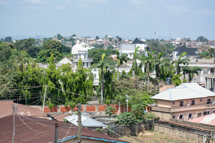Nigerian neighbourhood with houses and trees