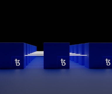 a group of blue boxes with numbers on them