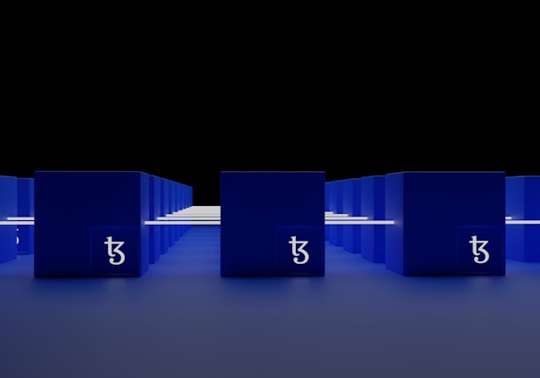 a group of blue boxes with numbers on them